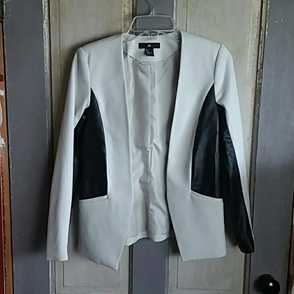 H&M Blazer with Faux Leather Detail